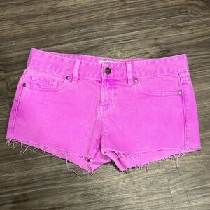 PINK Victoria’s Secret Neon Purple Denim Shorts Size 2 Y2K Cut Off Distressed
